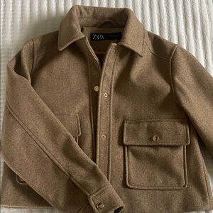 Zara camel jacket with gold detail